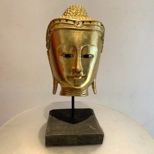 Collectible vintage gold Buddha head on base